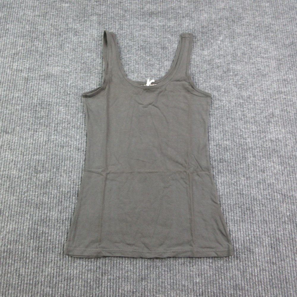 Groceries Tank Top Womens S Black Organic Cotton Slim Scoop Neck Made In USA NWT